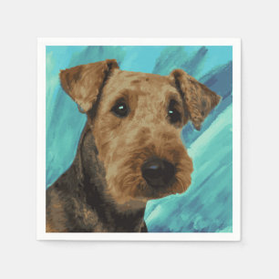 Airedale Terrier Porträtt Pappersservett