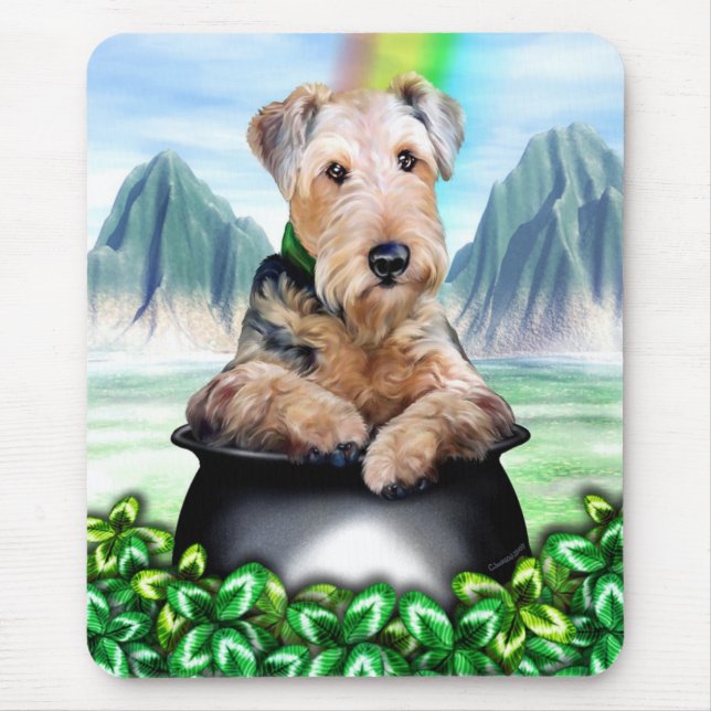 Airedale Terrier Pot från Guld Musmatta (Framsidan)