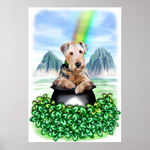 Airedale Terrier Pot från Guld Poster
