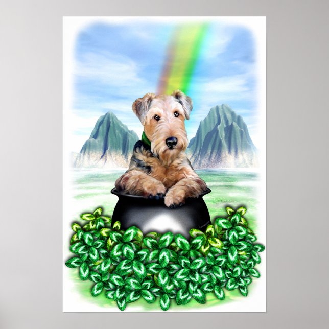 Airedale Terrier Pot från Guld Poster (Framsidan)