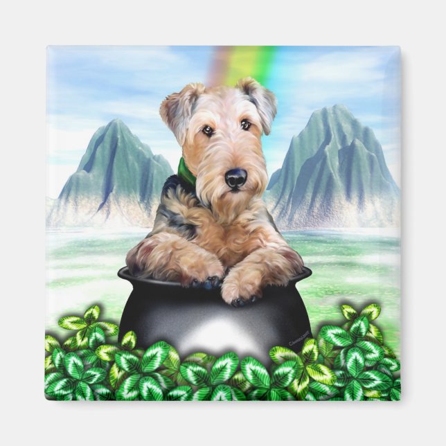 Airedale Terrier Pot of Guld Magnet (Framsidan)