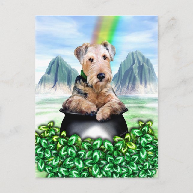 Airedale Terrier Pot of Guld vycard Vykort (Framsida)