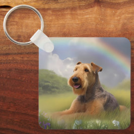 Airedale Terrier Rainbow Bridge Memorial Anpassnin Nyckelring