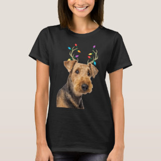 Airedale Terrier Reindeer jul-Hund T Shirt