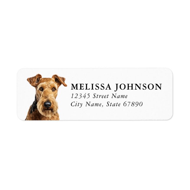 Airedale Terrier Return Address Labels Returadress Etikett (Framsidan)