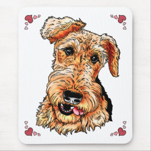 Airedale Terrier Rosa Hearts Valentine Day Musmatta