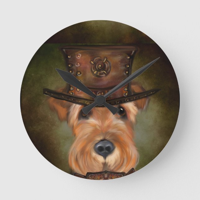 AIREDALE TERRIER  RUND KLOCKA (Framsida)