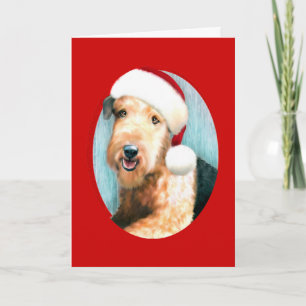 Airedale Terrier Santa - Customized Helgkort