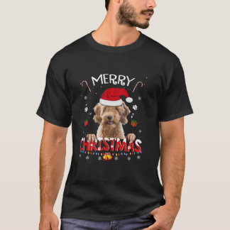 Airedale Terrier Santa Hat God jul Boys Me T Shirt