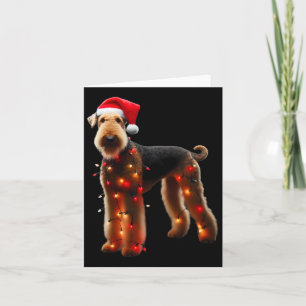 Airedale Terrier Santa Hat jul Ljus Hund Ow Kort