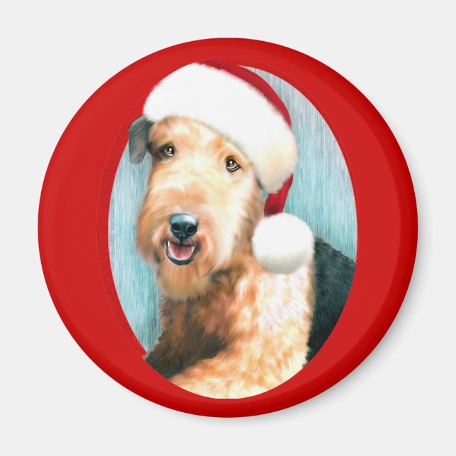 Airedale Terrier Santa Magnet (Framsidan)