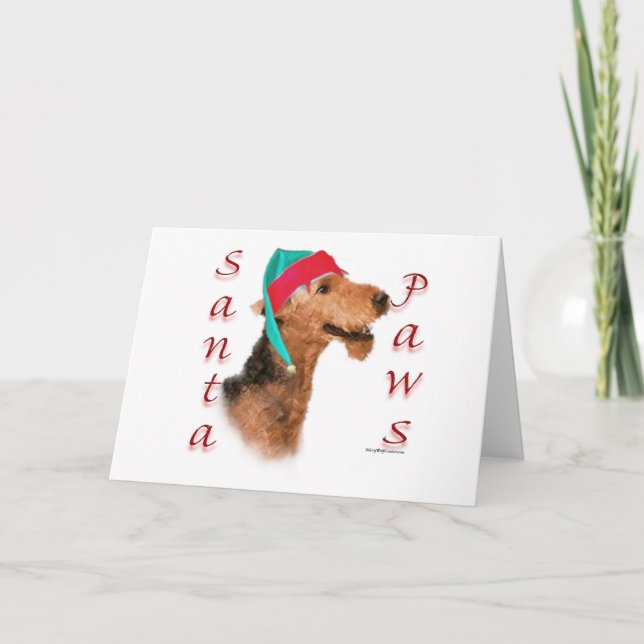 Airedale Terrier Santa Paws Helgkort (Framsida)