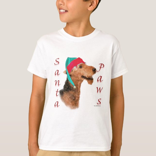 Airedale Terrier Santa Tassar T-shirt (Framsida)