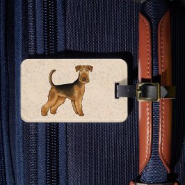 Airedale Terrier Serieteckning Hund Med Anpassad T Bagagebricka