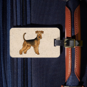 Airedale Terrier Serieteckning Hund Med Anpassad T Bagagebricka
