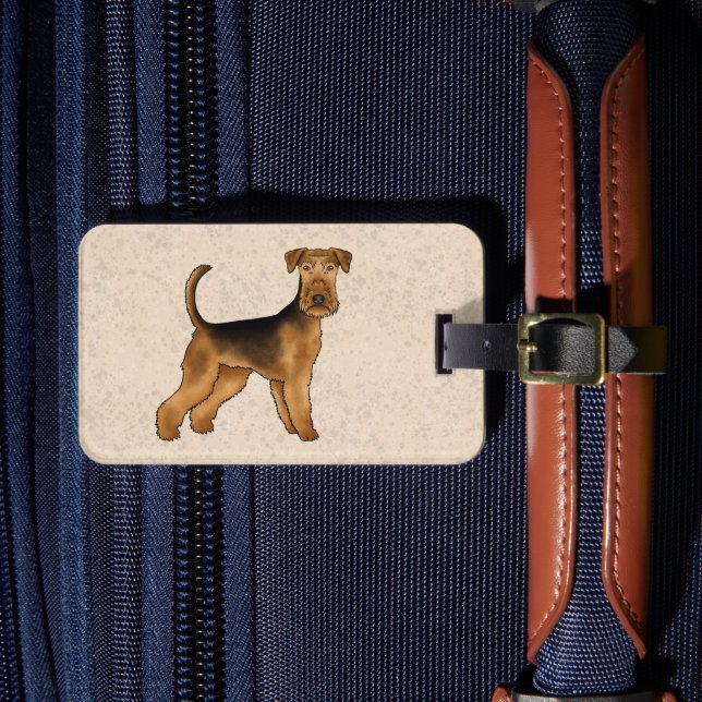 Airedale Terrier Serieteckning Hund Med Anpassad T Bagagebricka (Framsida Insitu 4)