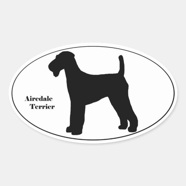Airedale Terrier SIlhouette Ovalt Klistermärke (Framsida)