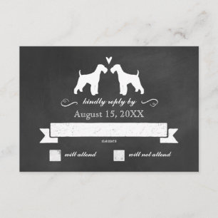 Airedale Terrier Silhouettes Bröllop OSA Response Kort