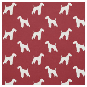Airedale Terrier Silhouettes Mönster Red and Whit Tyg
