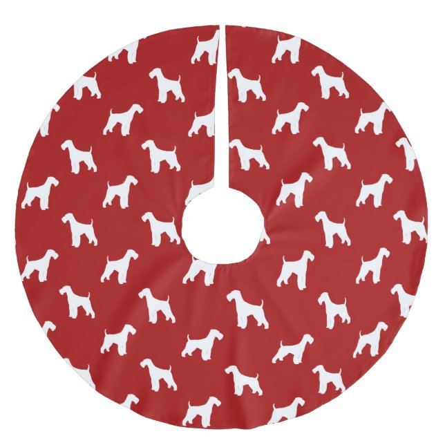 Airedale Terrier Silhuett Mönster Julgransmatta Borstad Polyester (Framsidan)