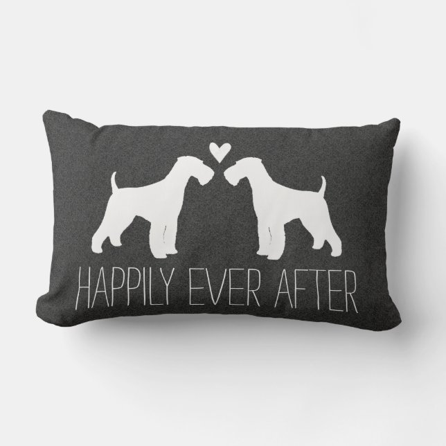 Airedale Terrier Siluetter med hjärta och text Lumbarkudde (Framsida)