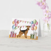 Airedale Terrier Söt Hund Pastell Glad Födelsedag