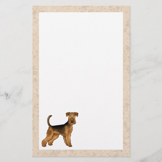 Airedale Terrier Söt Tecknad Hund Bingley Terrier Brevpapper (Framsida)