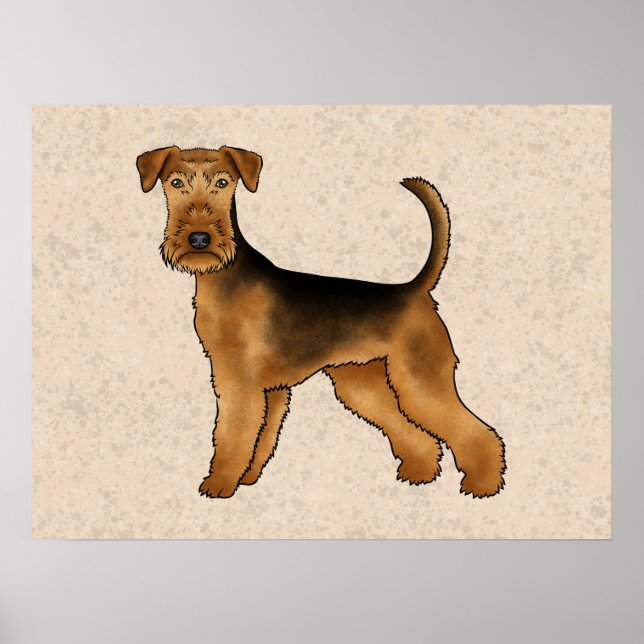 Airedale Terrier Söt Tecknad Hund Bingley Terrier Poster (Framsidan)