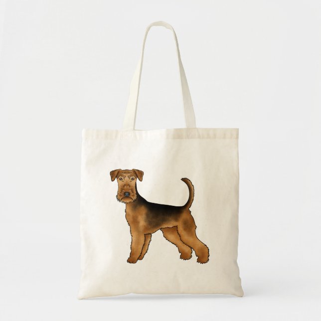 Airedale Terrier Söt Tecknad Hund Bingley Terrier Tygkasse (Framsidan)