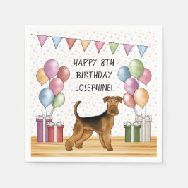 Airedale Terrier Sött Hund Pastell Glad Födelsedag Pappersservett