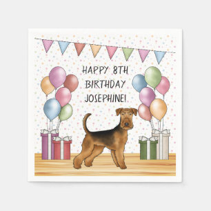 Airedale Terrier Sött Hund Pastell Glad Födelsedag Pappersservett