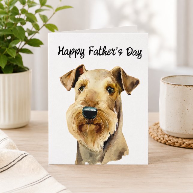 Airedale Terrier Specialbeställd Hundpappa Farsdag Kort (Edit the message inside to personalize with your own text & name(s))