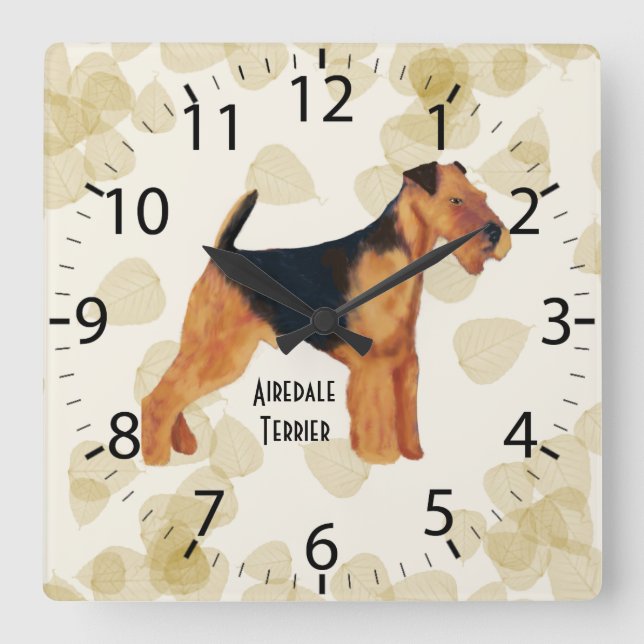 Airedale Terrier ~ Tan Löv Design Fyrkantig Klocka (Framsida)