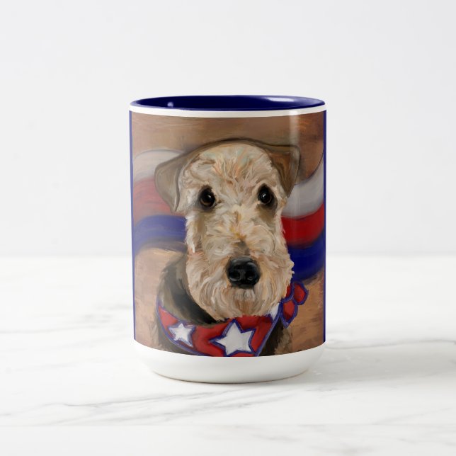 AIREDALE TERRIER Två-Tonad MUGG (Center)