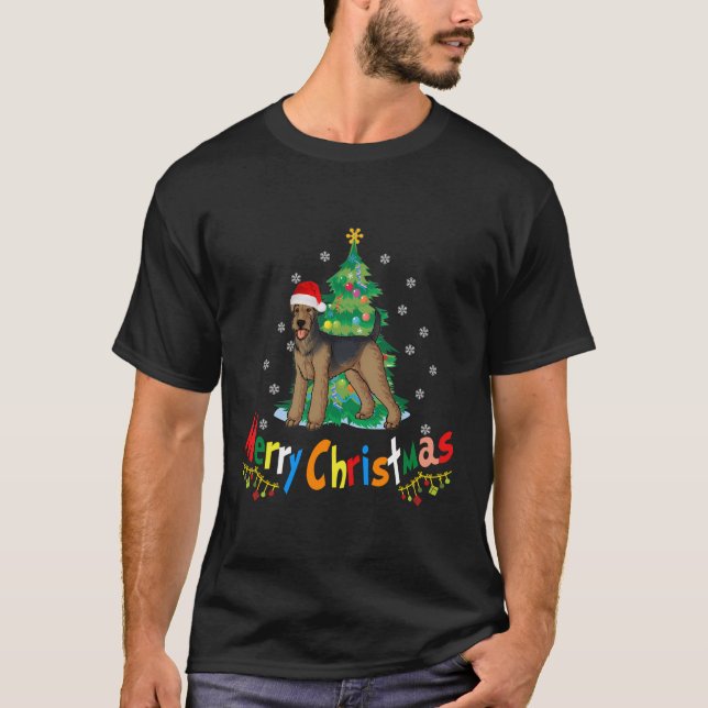 Airedale Terrier Ugly jul Sweater T Shirt (Framsida)