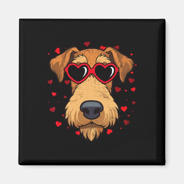 Airedale Terrier Valentine Heart Cute Hundälskares Magnet (Framsidan)