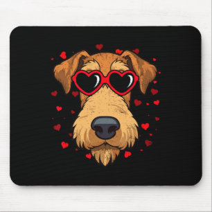 Airedale Terrier Valentine Heart Cute Hundälskares Musmatta