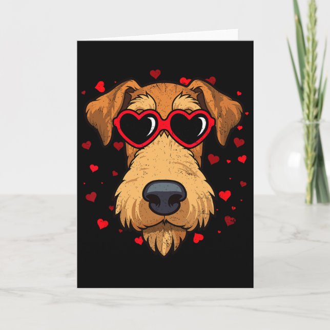 Airedale Terrier Valentine Hjärtan Söta Hundälskar Kort (Framsida)