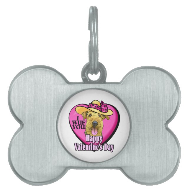 Airedale Terrier Valentines day ID-bricka Husdjur (Framsidan)