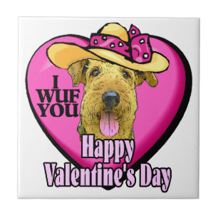 Airedale Terrier Valentines day Kakelplatta