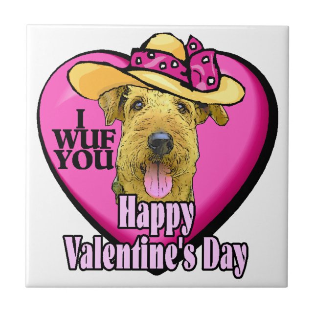 Airedale Terrier Valentines day Kakelplatta (Framsidan)