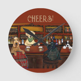  AIREDALE TERRIER  & VÄNNER       RUND KLOCKA