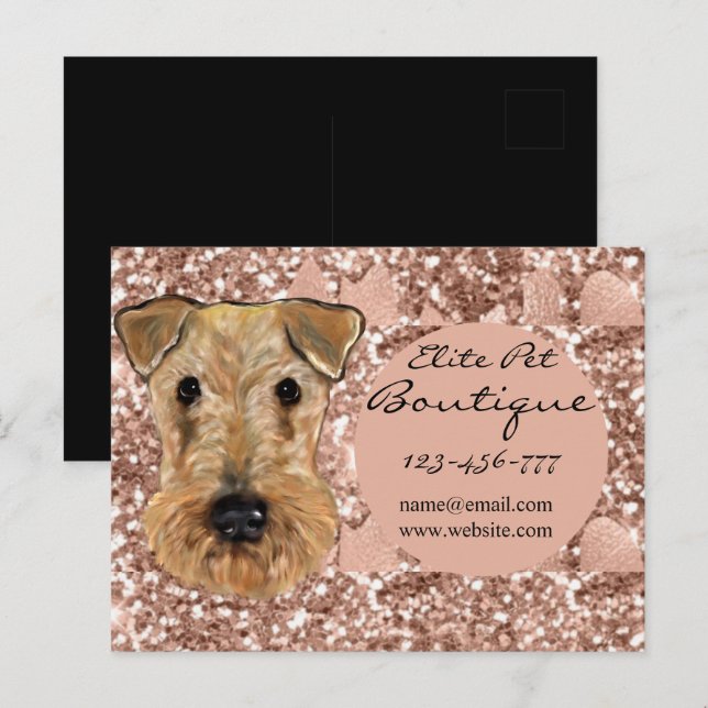 AIREDALE TERRIER  VYKORT (Fram/baksida)