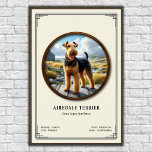 Airedale Terrier Zoology Series Poster<br><div class="desc">• This digital illustration features a detailed specimen study presented in a classic natural history museum style with scientific data and a vintage aesthetic.
• Requests and/or questions are encouraged and appreciated!</div>