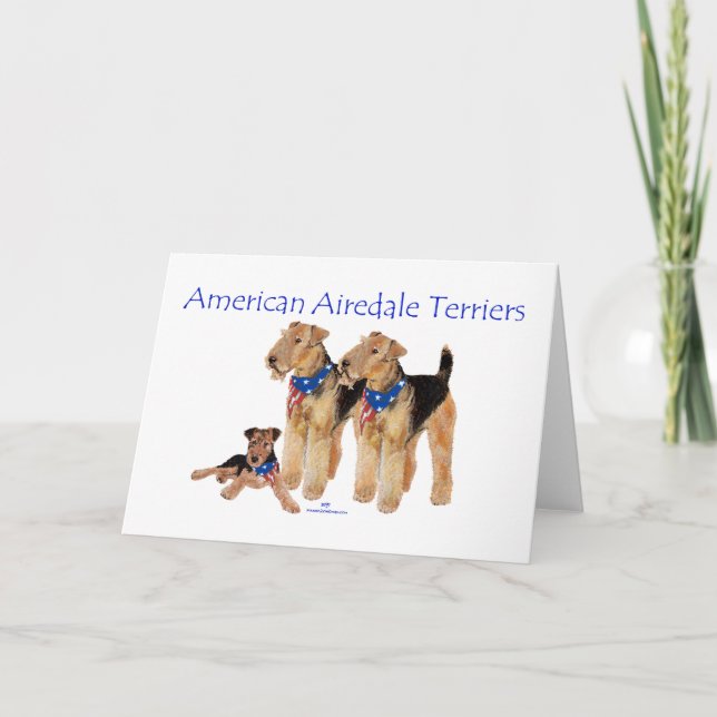 Airedale Terriers American Flagga Kort (Framsida)
