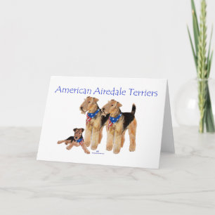 Airedale Terriers Amerikansk Flagga Kort