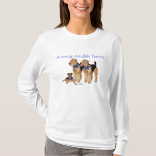 Airedale Terriers Amerikansk Flagga T-shirt