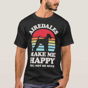 Airedale Terriers gör mig till Lycklig Sunset Retr T Shirt