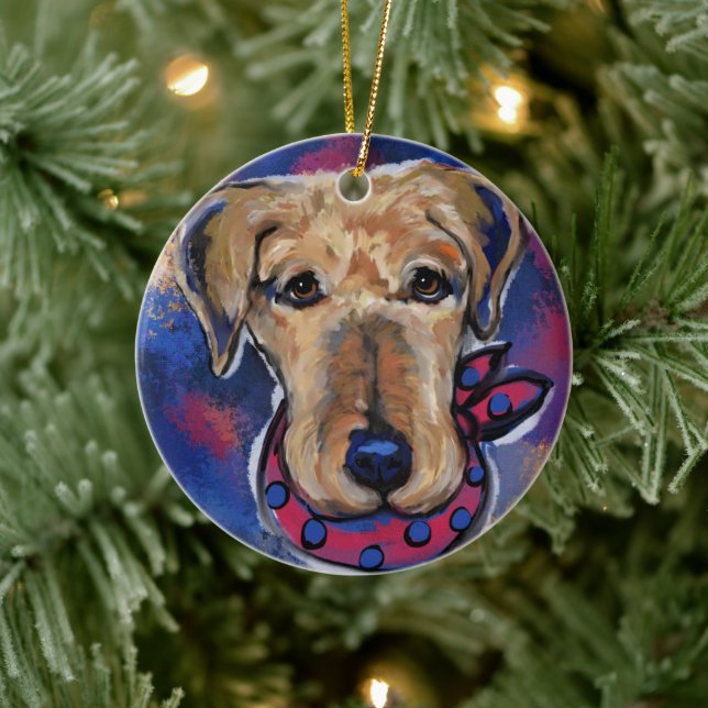 Airedale Terriers Julgransprydnad Keramik (Träd)