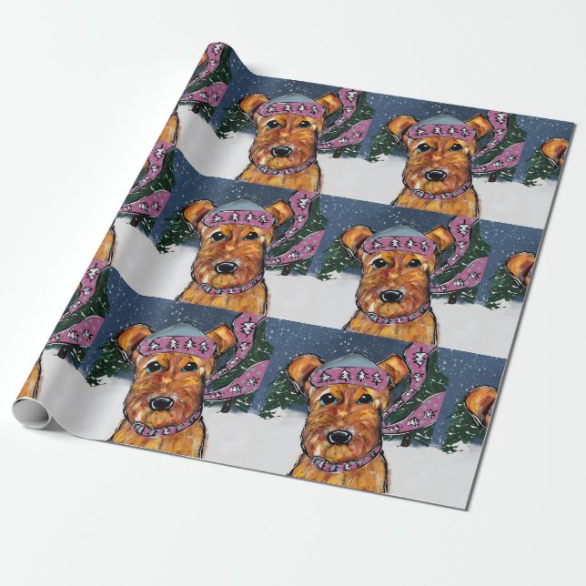 Airedale Terriers Presentpapper (Utrullad)